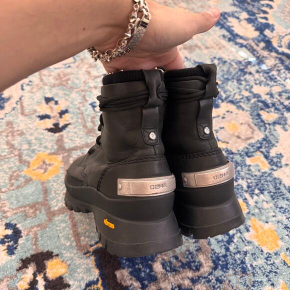 C2h4 Boson Leather Ankle Zipper Boots Black Sz 9.5 / 43